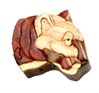 Multi-color wood Intarsia Cougar Head Puzzle Box hand made